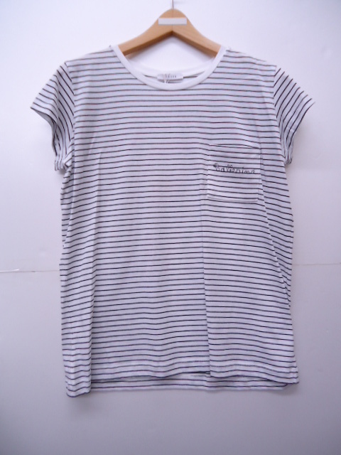 【KCM】asy-104-M★新品★【iBLUES/イブルース】レディース 半袖ボーダーTシャツ ホワイト×ブラック サイズM拍卖