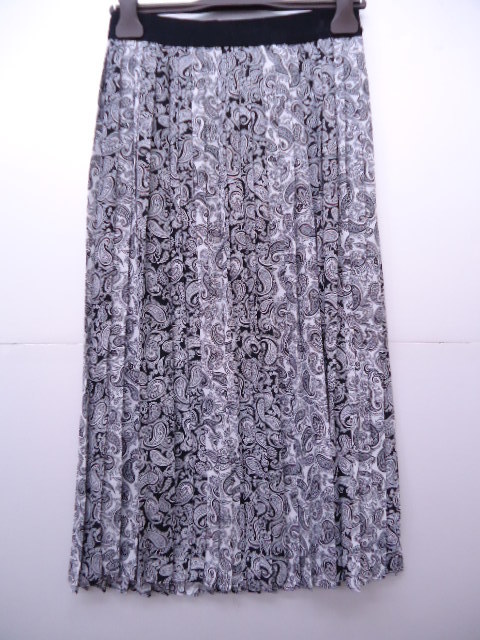 【KCM】asy-t-214-S★新品★【PENNYBLACK/ペニーブラック】レディース プリーツロングスカート ブラック/ホワイト系 サイズS拍卖