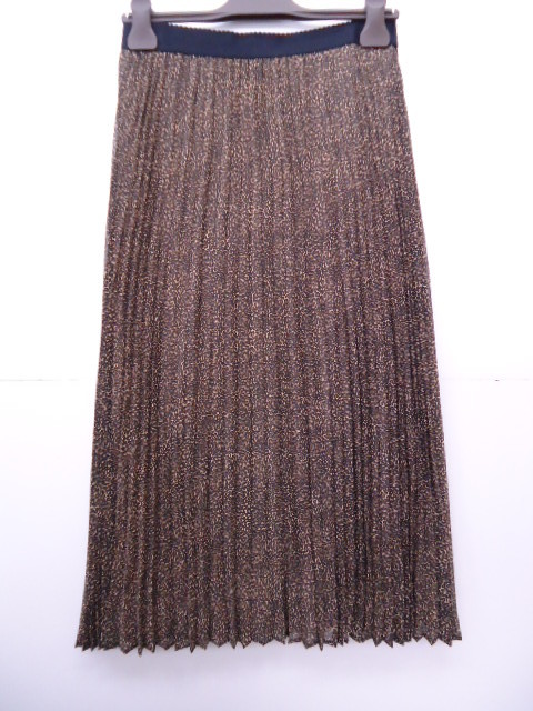 【KCM】asy-t-215-42★新品★【iBLUES/イブルース】レディース プリーツロングスカート ブラウン系ヒョウ柄 サイズ42拍卖