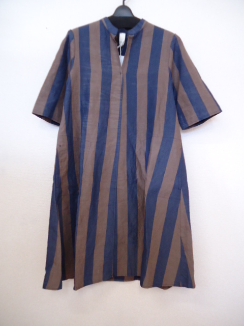 【KCM】asy-138-42★新品★【etici/eccentrica】レディース 半袖ワンピース ネイビー/ブラウン系 サイズ42拍卖