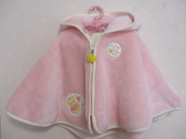 Ω ミキハウス Ω★70-85㎝★ 可愛い暖かボアケープ ピンク 10103 拍卖