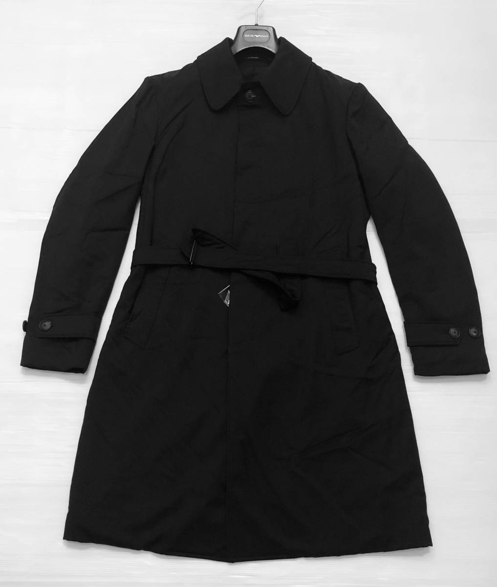新品☆28万☆48サイズ【 アルマーニ 】贅沢な素材をふんだんに!シルクサーモシステム とても軽く便利!!トレンチコート 4066拍卖