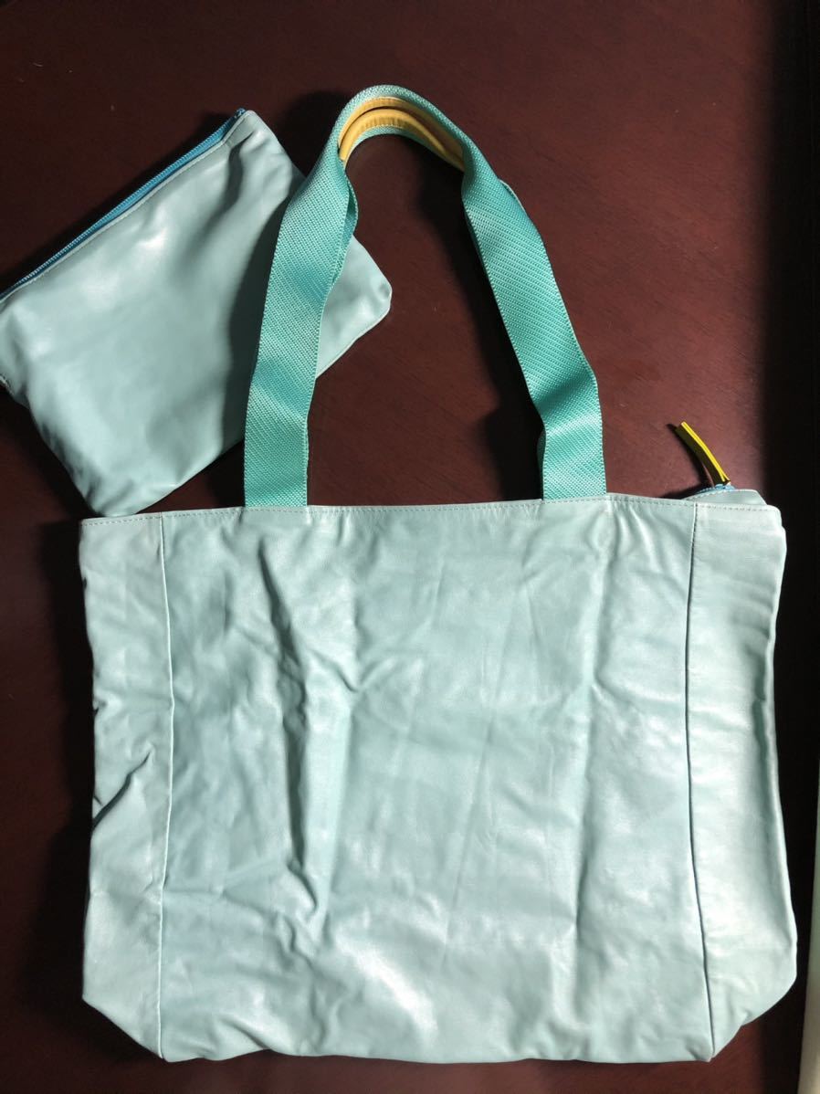 本革 肩かけバッグ パックバッグ 親子バッグ ポーチ付き トートバッグ ペパーミントグリーン エコバッグ 収納力あり拍卖