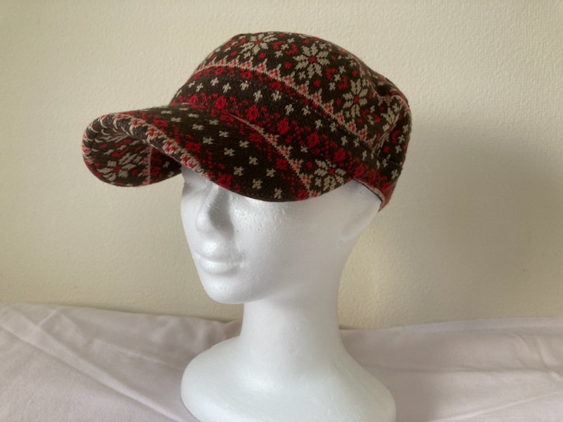 ニットキャスケット(女性用)ブラウン(ノルディックデザイン)(冬)拍卖