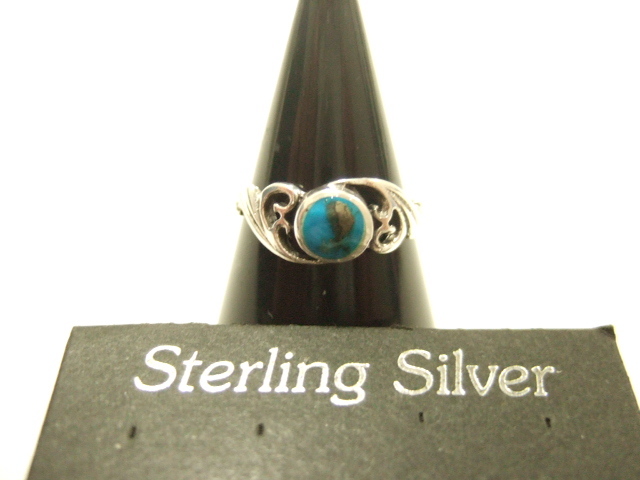 横浜最新 シルバー925銀ピンキーリング♪魅惑の波の紋様 1~8号 ブルー 送料220円ξgRξ ξ2s拍卖