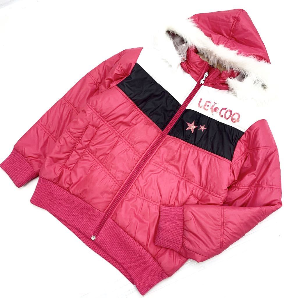 ■ルコック LE COQ SPORTIF 子供用 キッズ 中綿ジャケット 150cm 【かわいい配色のスポーツウェア】【やや汚れ 袖傷有】■AK104拍卖