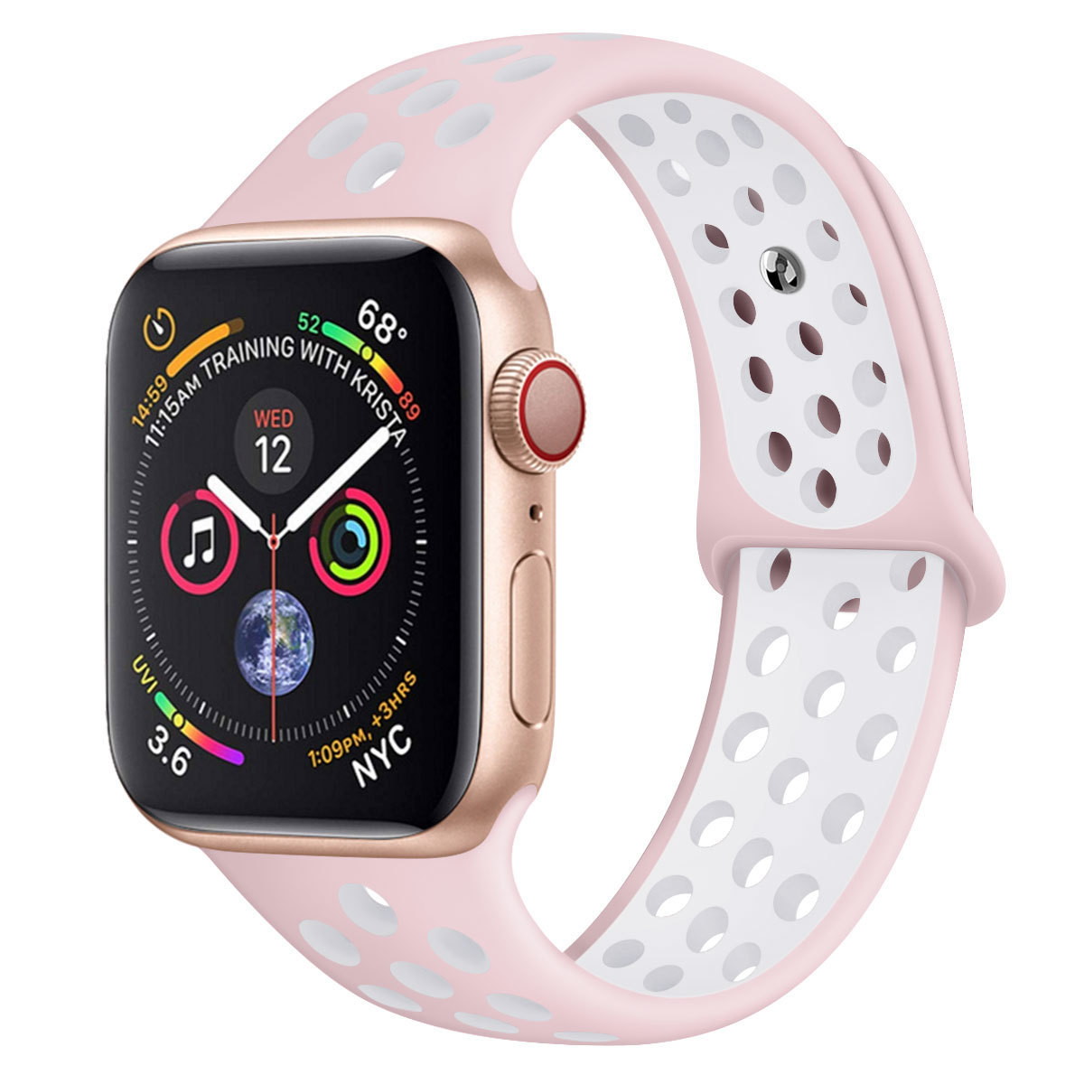 【Applewatch バンド 12 ピンク×ホワイト 42mm/44mm/45mm】アップルウォッチ ベルト series 1 2 3 4 5 6 SE 7 SE2 8 スポーツ 女性 男性拍卖