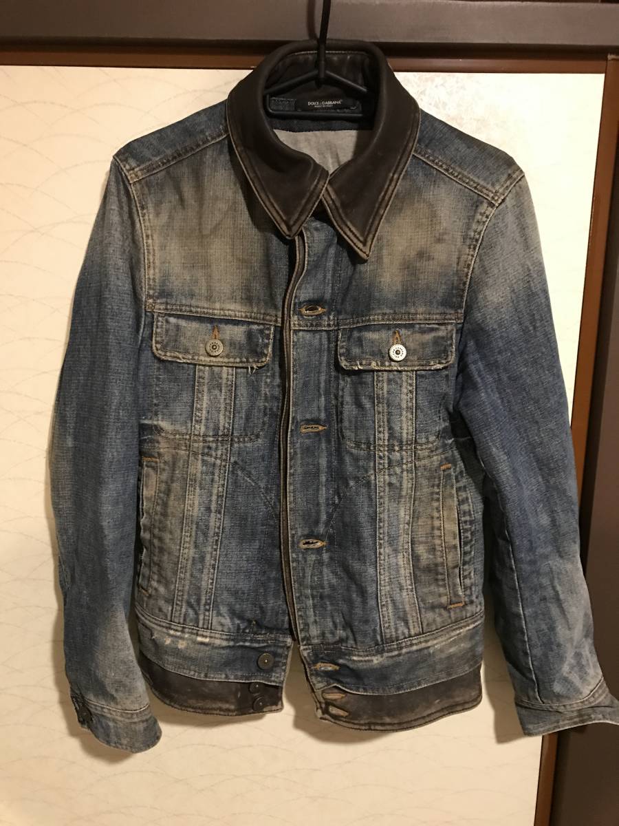 ドルチェ&ガッバーナ Gジャン/デニムジャケット ビンテージモデル クラッシュ&ダメージ 国内正規品 DOLCE&GABBANA ダメージ加工拍卖
