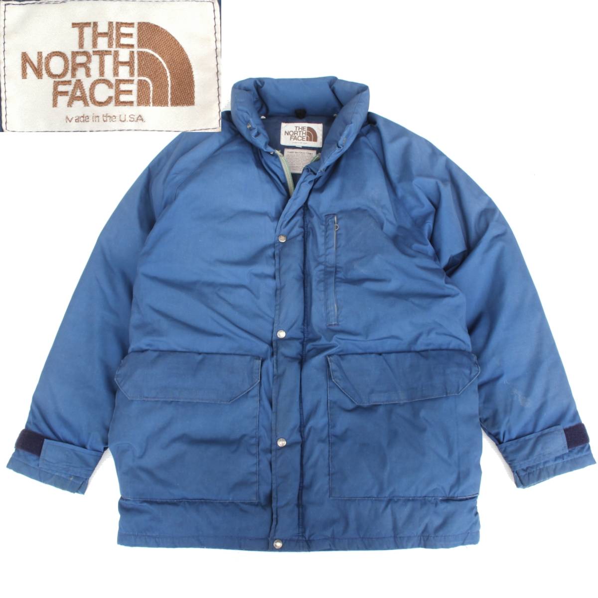 (80117)THE NORTH FACEノースフェイスMADE IN USA茶タグ ダウンジャケットXL (アメリカ製ブルー青TALON製ジッパー オールド ヴィンテージ)拍卖