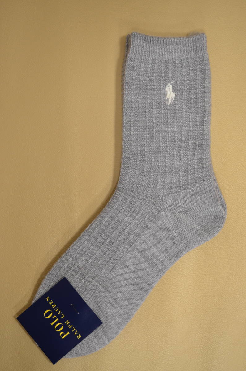 新品 未使用 女性 POLO RALPH LAUREN   ポロ ラルフローレン 毛混ソックス 日本製  送料無料拍卖