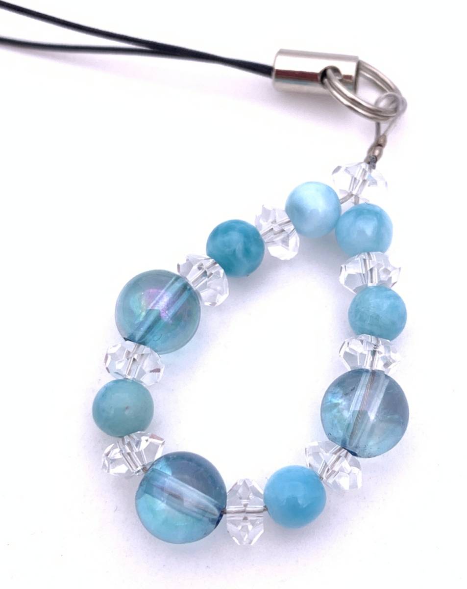 天然石ラリマー&アクアオーラブルーのストラップ-拍卖