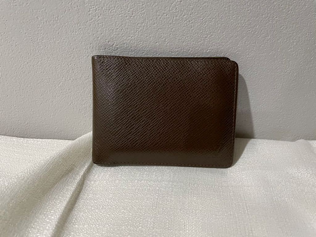 本物ルイヴィトン二つ折り財布サイフ本革LOUISVUITTON ブラウン茶メンズ拍卖