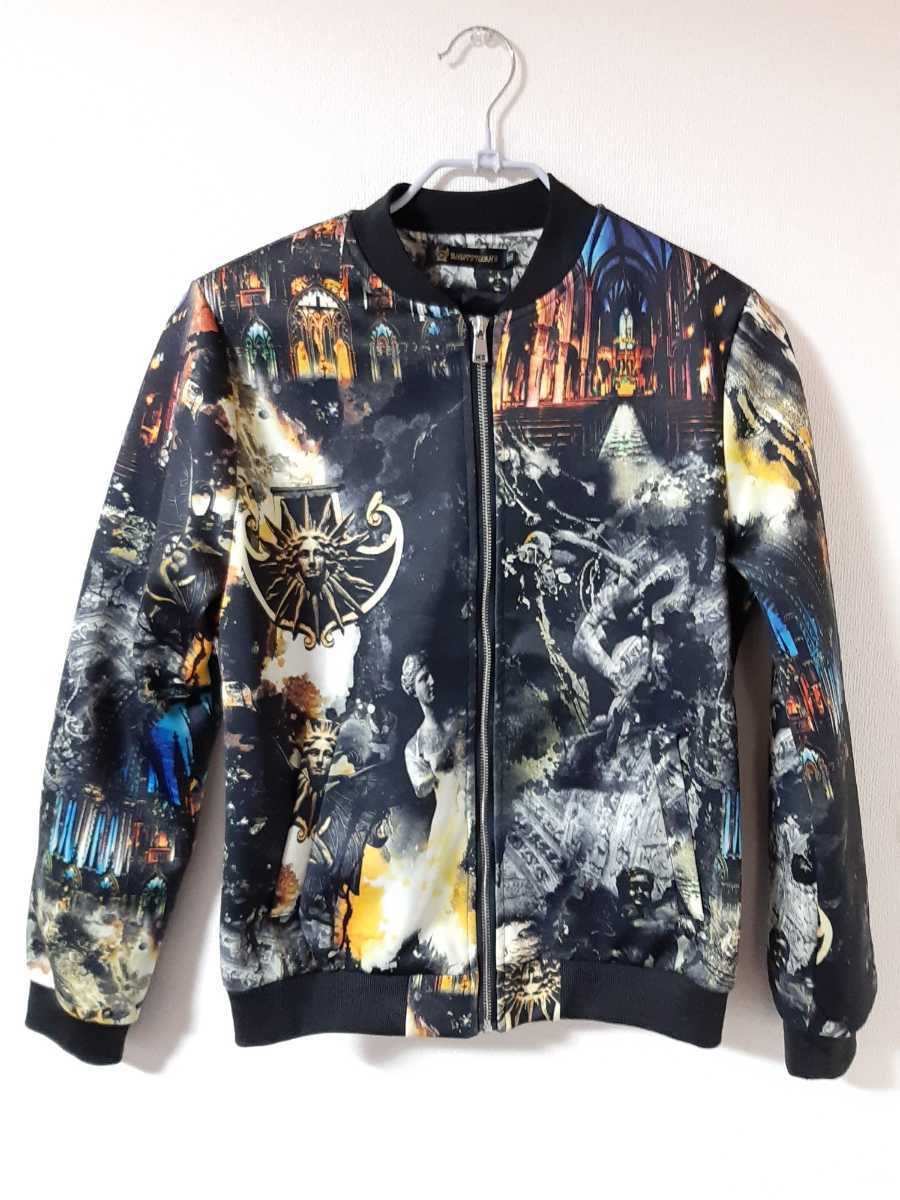 総柄ブルゾン ジャケット 絵画柄 派手奇抜 ビッグオーバーサイズ拍卖