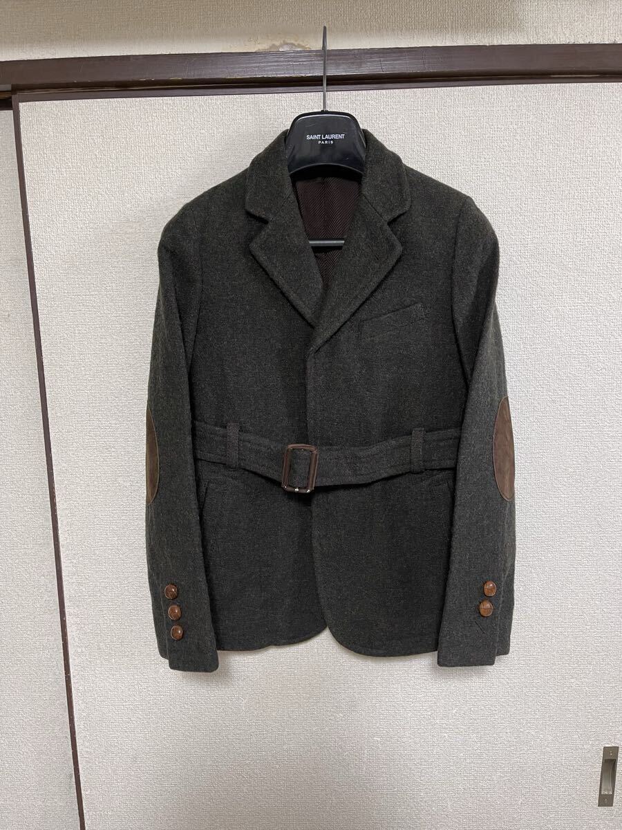 【即決】【良品】 NUMBER NINE ナンバーナイン MELTON HALF COAT ベルト付き メルトンハーフコート ウールジャケット 即決早い者勝ち拍卖