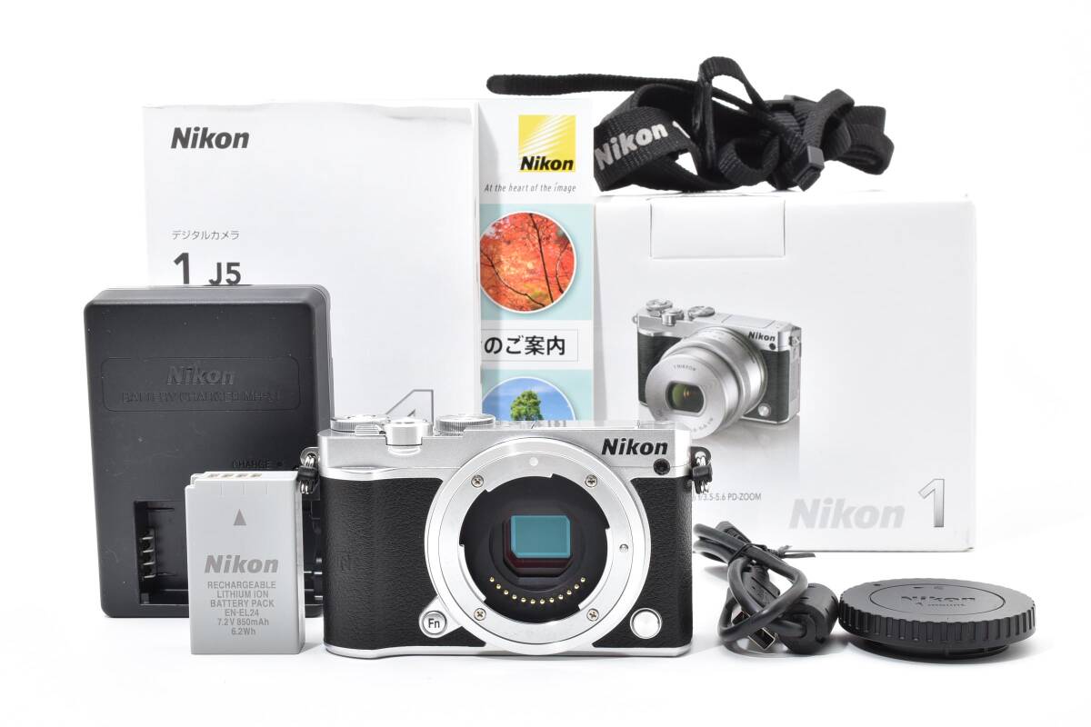 【極上美品】 Nikon デジタル一眼 Nikon 1 J5 ボディ シルバー シャッター回数 196回 ニコン 元箱付き #9042 拍卖