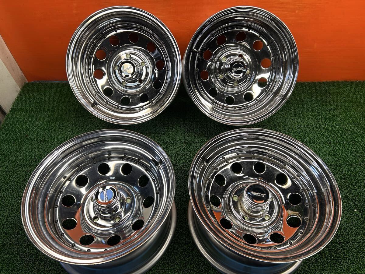 RT-12) 15インチ 深リム, クロームメッキ 8J ET -16 PCD114.3-4本拍卖