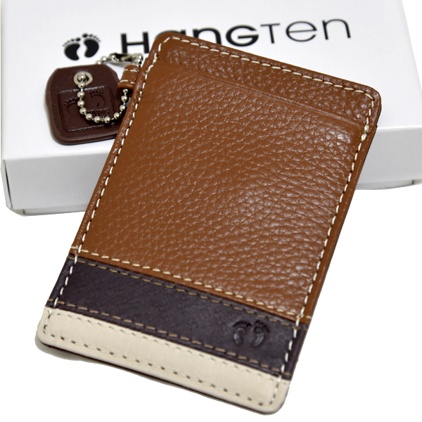 新品 本革 HANGTEN パスケース ハンテン 牛革 定期入れ ICカードケース レザー 未使用 メンズ ブランド カジュアル ブラウン拍卖