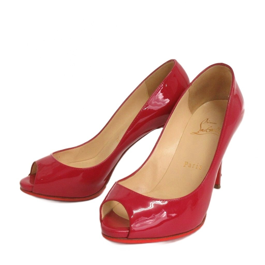 クリスチャンルブタン Christian louboutin パンプス ピンヒール オープントゥ ピンク 35 22cm位 靴 ■TC レディース拍卖