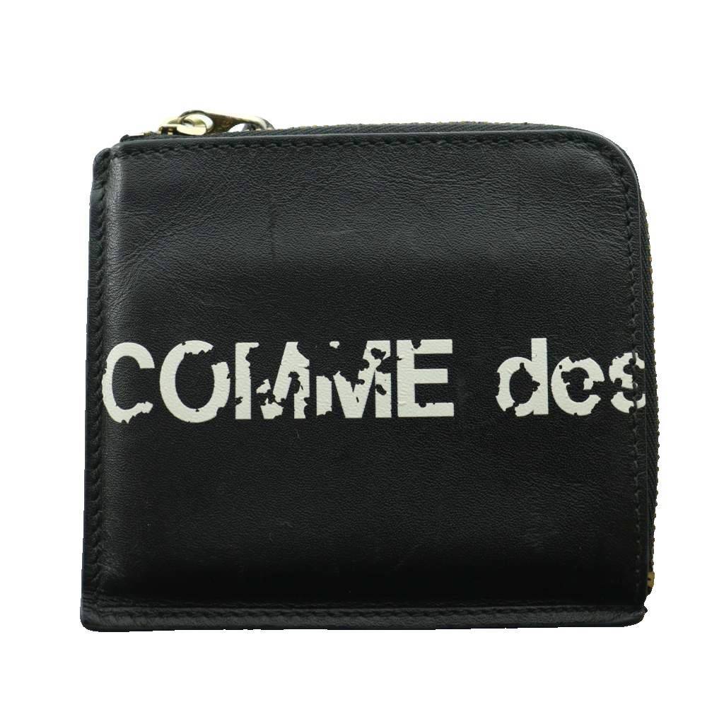 コムデギャルソン ヒュージロゴ コンパクトウォレット 財布 小銭りえ ジップ ウォレット レザー 黒 ブラック /SS ■OS メンズ拍卖