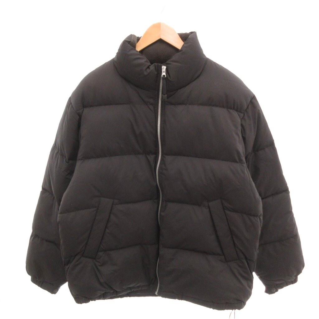ユニクロ UNIQLO OLD ダウンジャケット 肉厚 スタンドカラー 衿裏フリース L 黒 ブラック /YJ ■GY58 メンズ拍卖