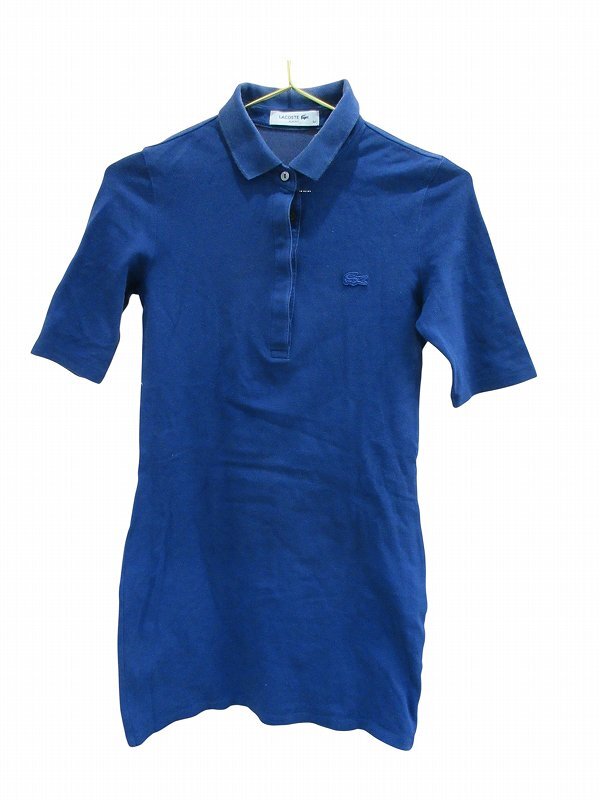 ラコステ LACOSTE ポロシャツ 半袖 ブルー SLIM FIT 34 レディース拍卖