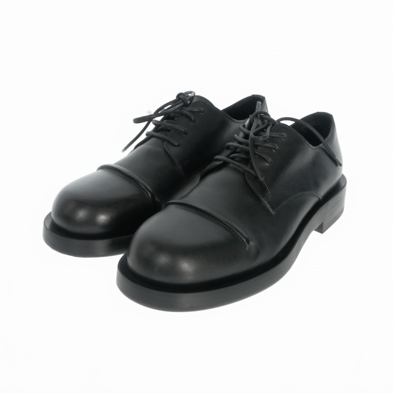 未使用品 アンドゥムルメステール ANN DEMEULEMEESTER 24AW DEX PINTUCK DERBY TUXON ダービーシューズ レザー 靴 36.5 ブラック 黒拍卖