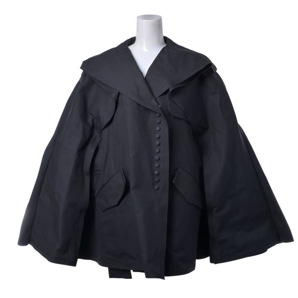 BALENCIAGA コットン フロント スナップ ボタン ポンチョ 36 ブラック バレンシアガ KL4SK2US17拍卖