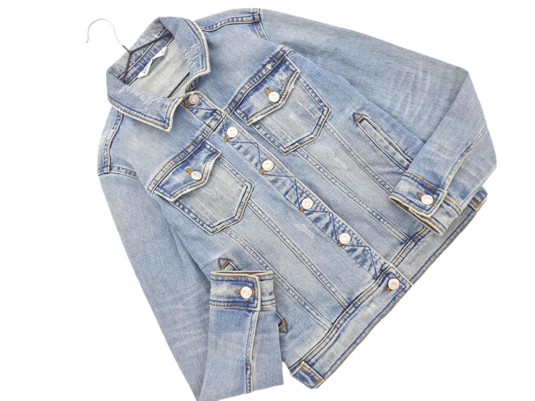 ZARA basic ザラ ベーシック ダメージ加工 Gジャン デニム ジャケット sizeXS/青 ■◇ ☆ gbc4 レディース拍卖