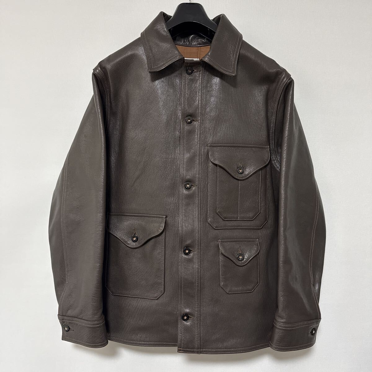 新品同様 ポスト オーバーオールズ レザー クルーザー ジャケット L post over all's leather jacket やぎ革 ゴートスキン マッキーノ拍卖