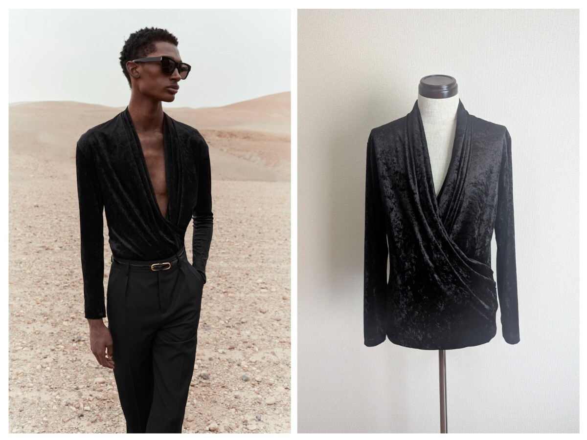 新品 saint laurent paris 23ss ラップオーバートップ サンローランパリ BLACK S アンソニーヴァカレロ 長袖 トップス anthony vaccarello拍卖