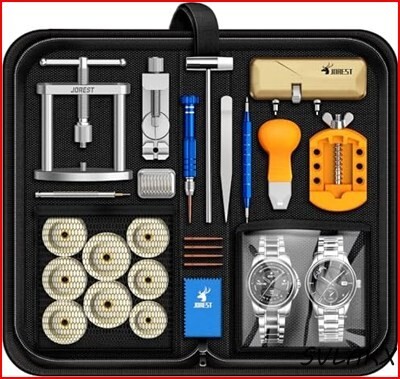 ☆新品☆JOREST腕時計修理工具セット+裏蓋閉め器、電池交換工具、こじ開け時計オープナー、時計ベルト調整、時計バンド交換工具、時拍卖