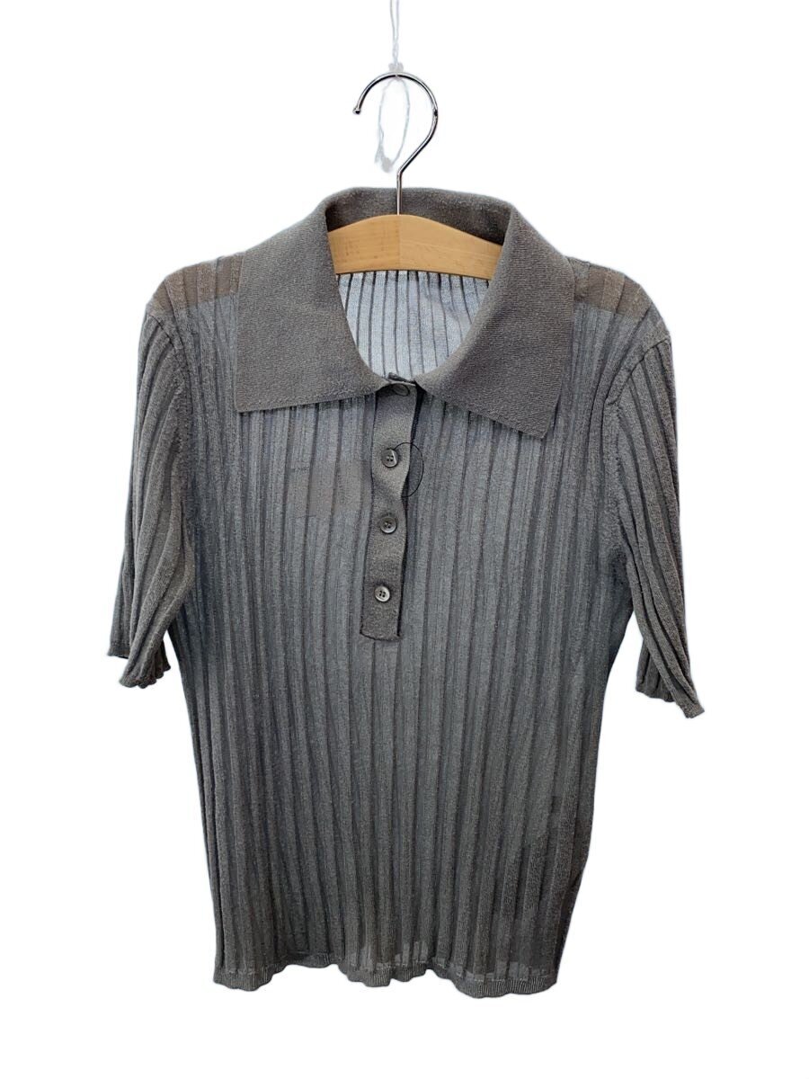 FRAY I.D◆25SS/シルクブレンドシアーリブニットポロ/one/-/GRY/無地/FWNT252132拍卖