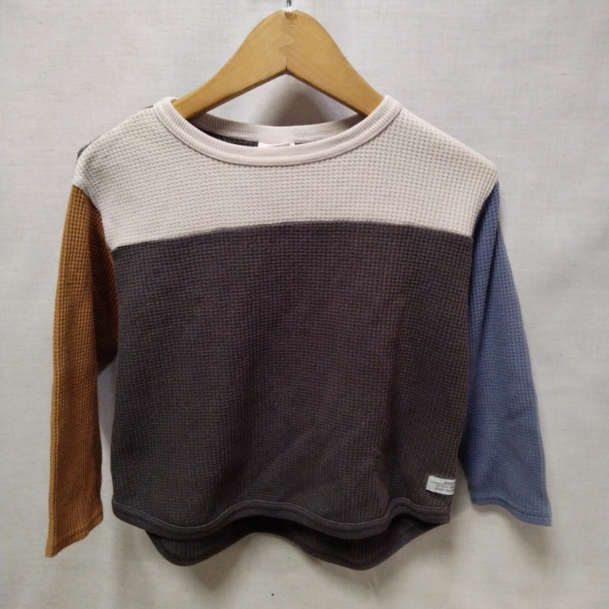 全国送料無料 ブリーズ BREEZE F.O.インターナショナル製 子供服キッズ男の子 ワッフル素材 くすみカラー長袖Tシャツ ロンT 110拍卖