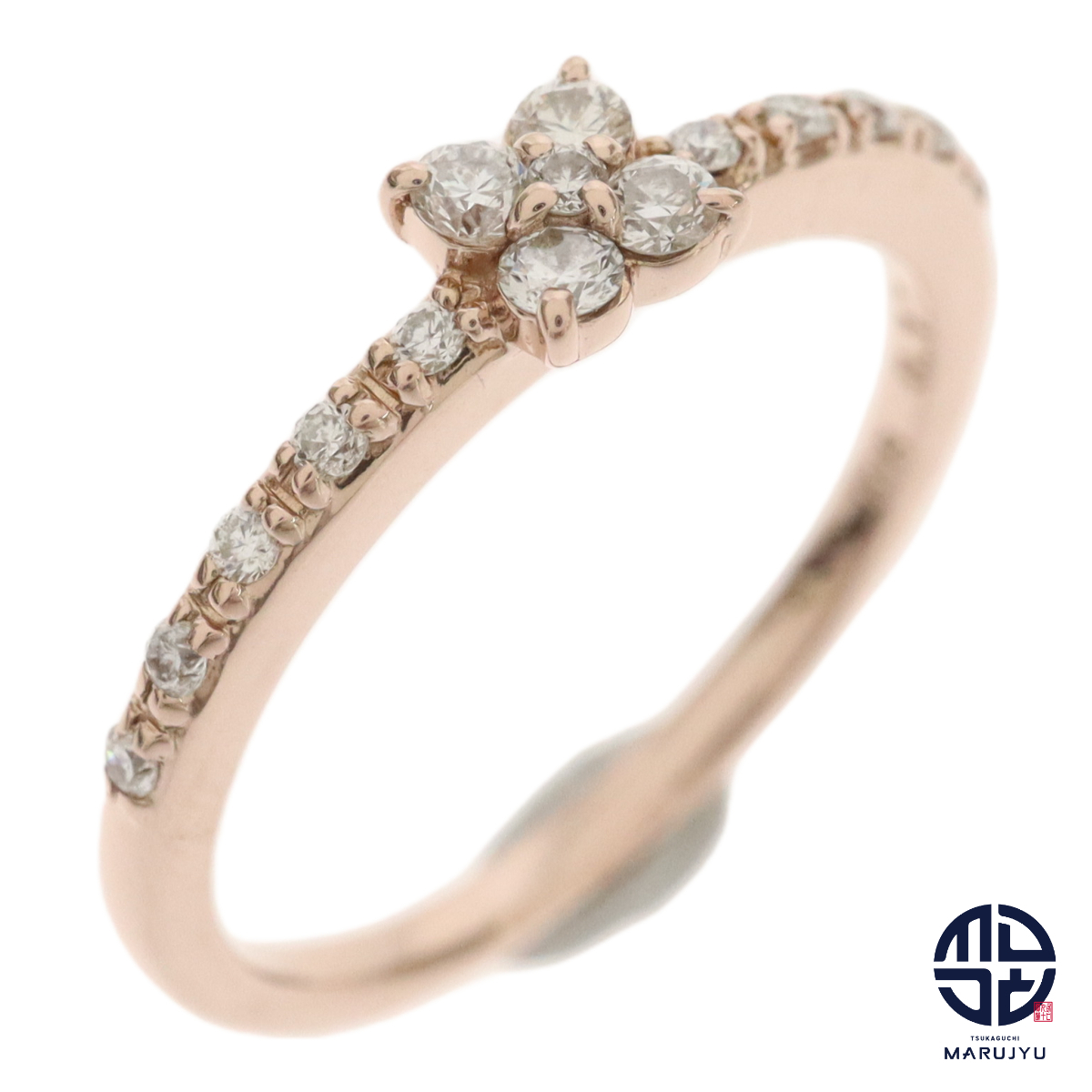 VENDOME AOYAMA ヴァンドーム青山 K18PG 18金ピンクゴールド 花 フラワー ダイヤ0.17ct リング 指輪 ジュエリー アクセサリー 約8号拍卖
