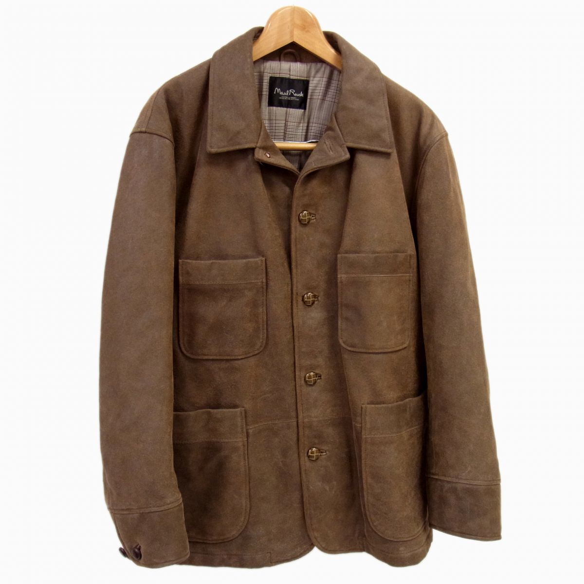 90年代◇MAULRUCK TAKEO KIKUCHI クラック加工 レザージャケット モールラック タケオキクチ ダークブラウン 中綿入り メンズ拍卖