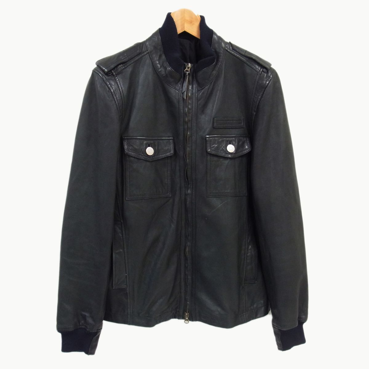 ◇COMME CA DU MODE MEN ラムレザー ライダースジャケット フィールドジャケット ブラック コムサデモード メン 羊革拍卖