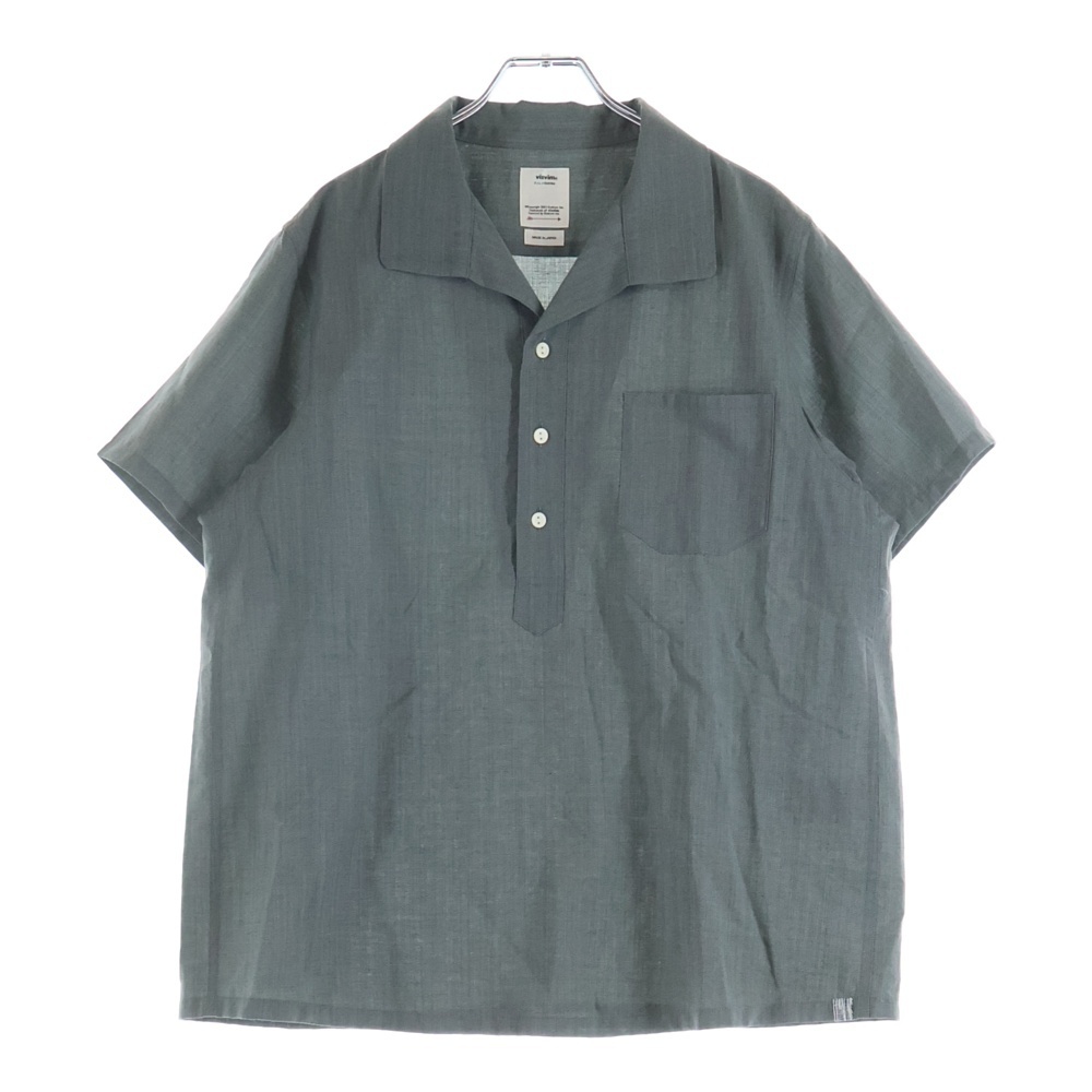 VISVIM ヴィスヴィム 22SS FAIRWAY SHIRT P.O S/S フェアウェイ リネン オープンカラー半袖シャツ グリーン 0122105011021拍卖