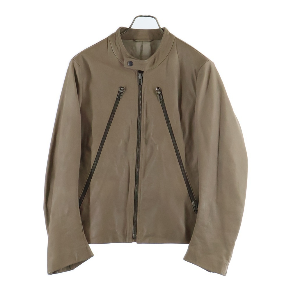 Maison Margiela メゾンマルジェラ 08SS ここのえ期 5Zip Leather Jacket 八の字 レザーライダースジャケット ベージュ拍卖