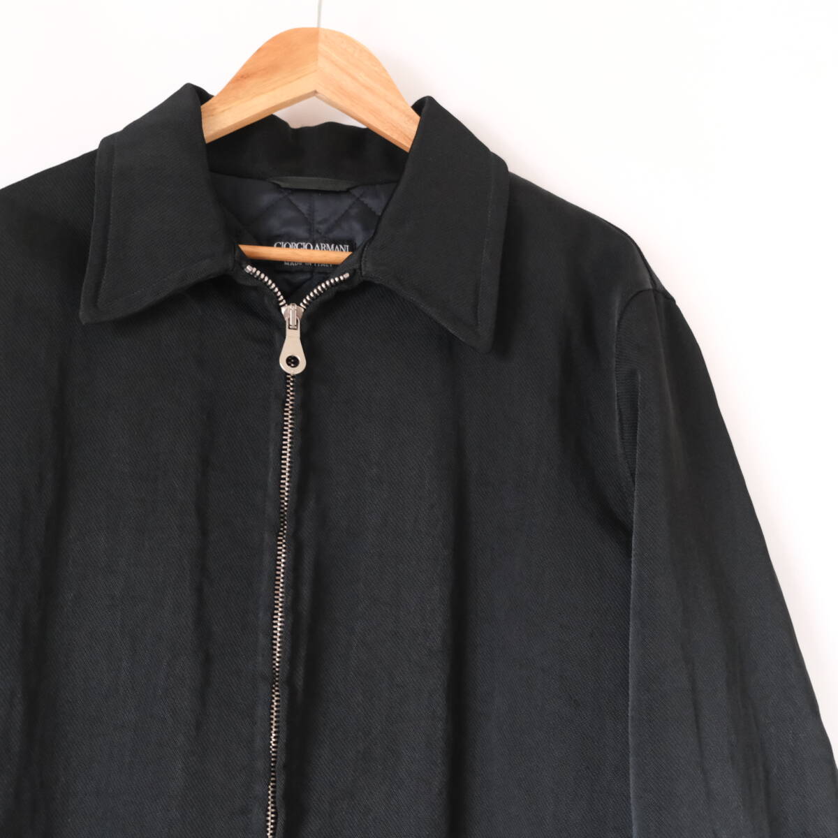 90s【 GIORGIO ARMANI 】ジョルジオアルマーニ ビンテージ イタリア製 ナイロンツイル フルジップ ジャケット / 48 / 黒タグ old コート拍卖