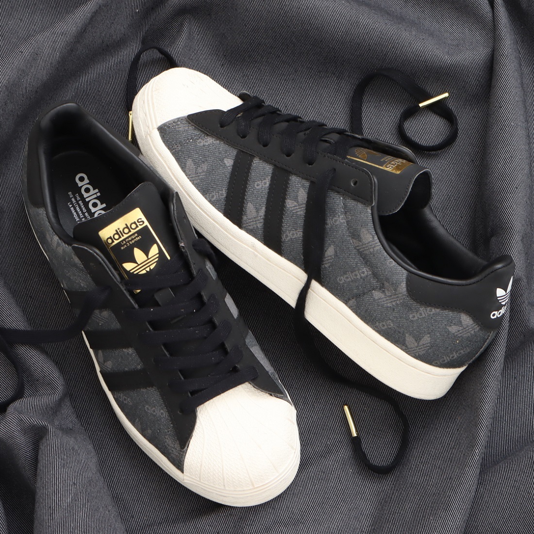 アディダス 28cm スーパースター デニム アトモス 定価13200円 グレー ブラック SUPERSTAR DENIM atmos オリジナルス拍卖