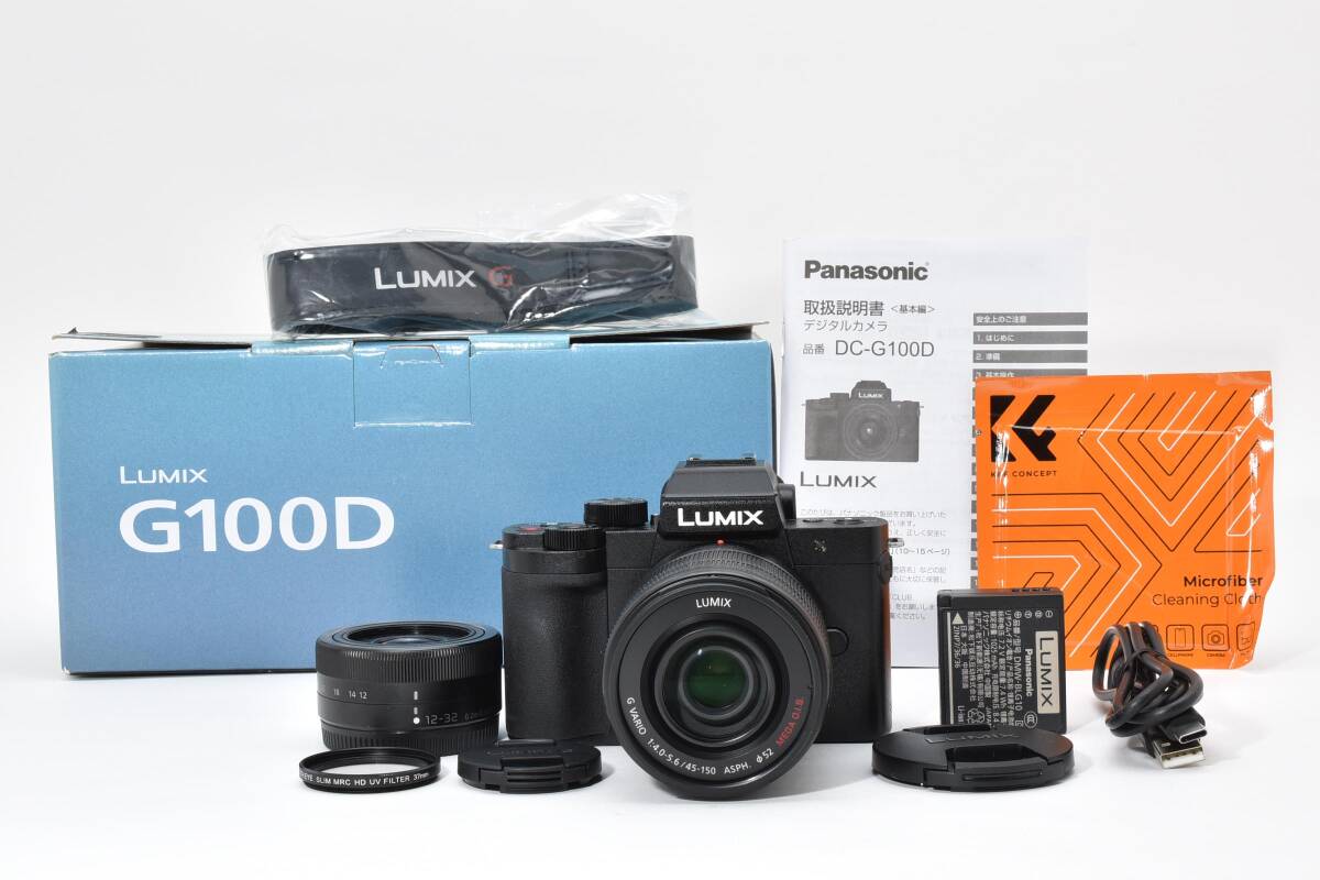 ショット数71回 元箱付★ほぼ新品★Panasonic パナソニック LUMIX DC-G100DW ミラーレス一眼レフカメラ ダブルズームレンズキット (5372)拍卖