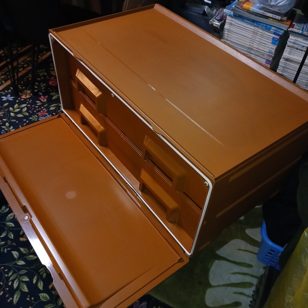 タッパーウェア 2段チェスト76.5×45×36㎝ 昭和レトロ 衣装ケース 収納 Tupperware ★正面蓋付★拍卖