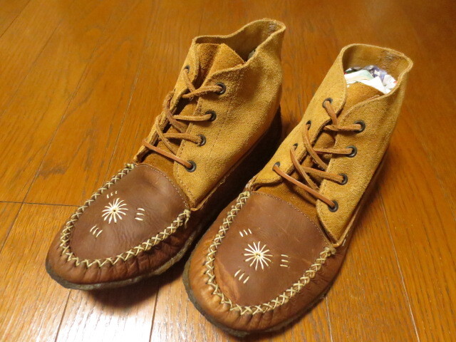 MOCCACIN BOOTS MADE IN CANADA モカシンブーツ レザー&スエードレザー使い ブーツ 8 M カナダ製拍卖