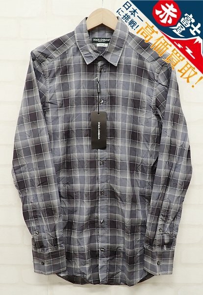 9T8640【クリックポスト対応】未使用品 Dolce&Gabbana GOLD チェックシャツ イタリア製 ドルチェアンドガッバーナ拍卖