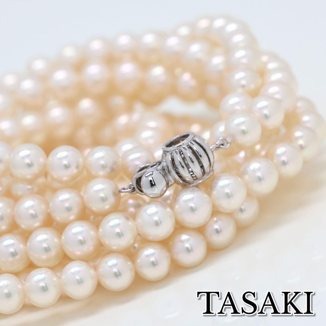 ◆1円スタート【超ロング/ケース箱付き】TASAKI タサキ パール ロング ネックレス 直径7~7.5mm 長さ164cm SV金具 あこや真珠 本真珠拍卖