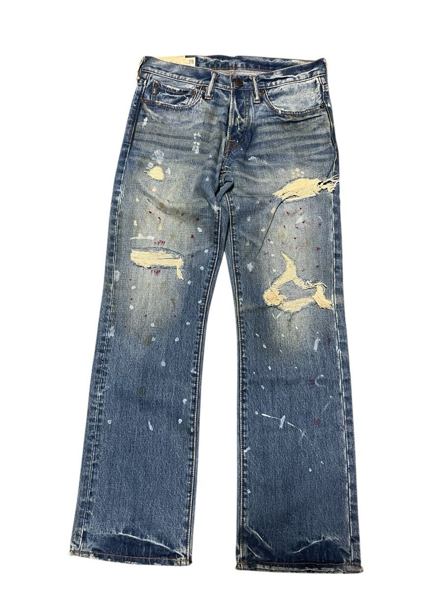 Abercrombie&Fitch アバクロ デニム ジーンズ パンツ W28 HORTON CLASSIC STRAIGHT ダメージ加工 ペンキ 拍卖