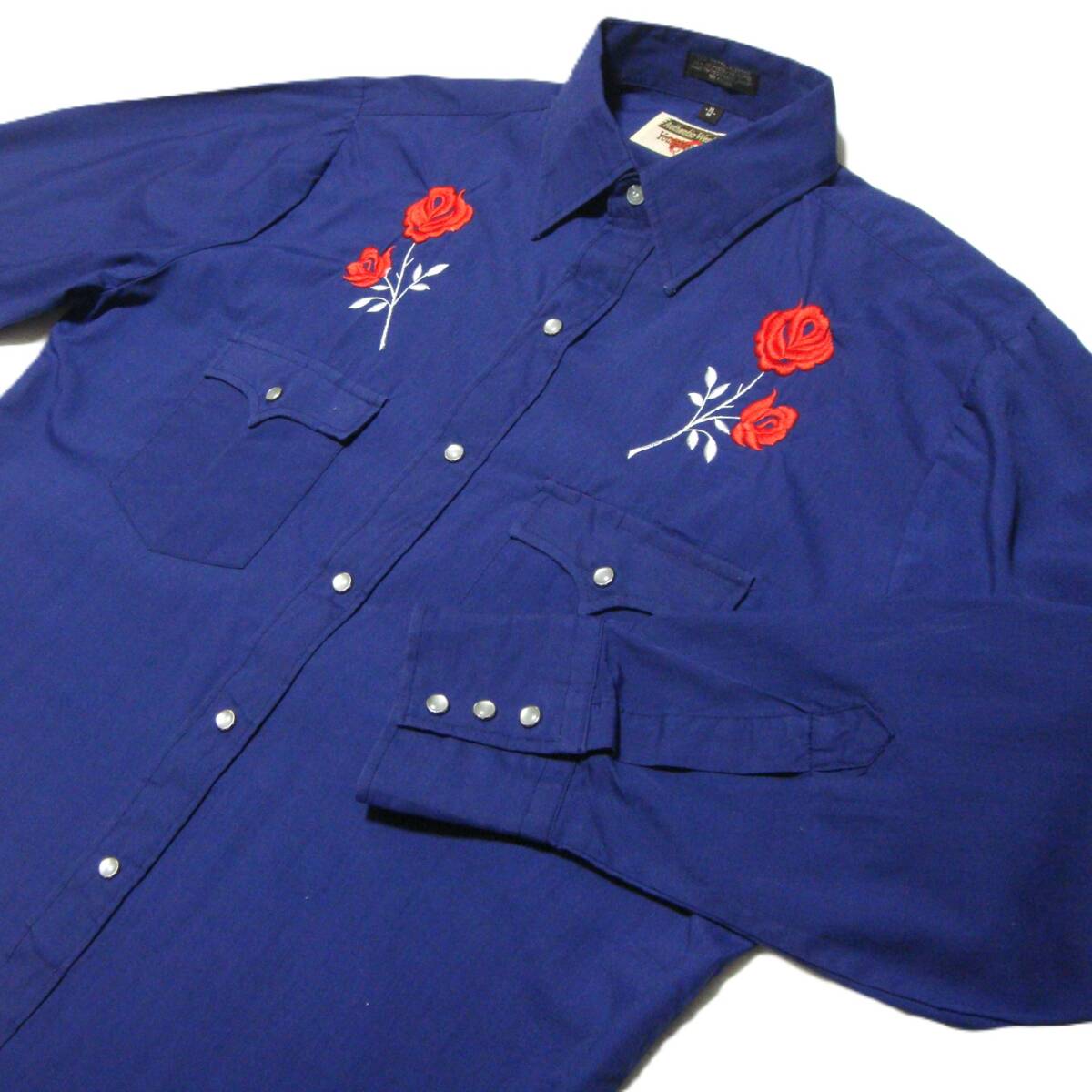 ■Authentic Western Youngbloods 赤薔薇 ウエスタンシャツ L ■アメリカ ワークシャツ USA古着 p2■ウエスタンシャツ大量出品中■拍卖