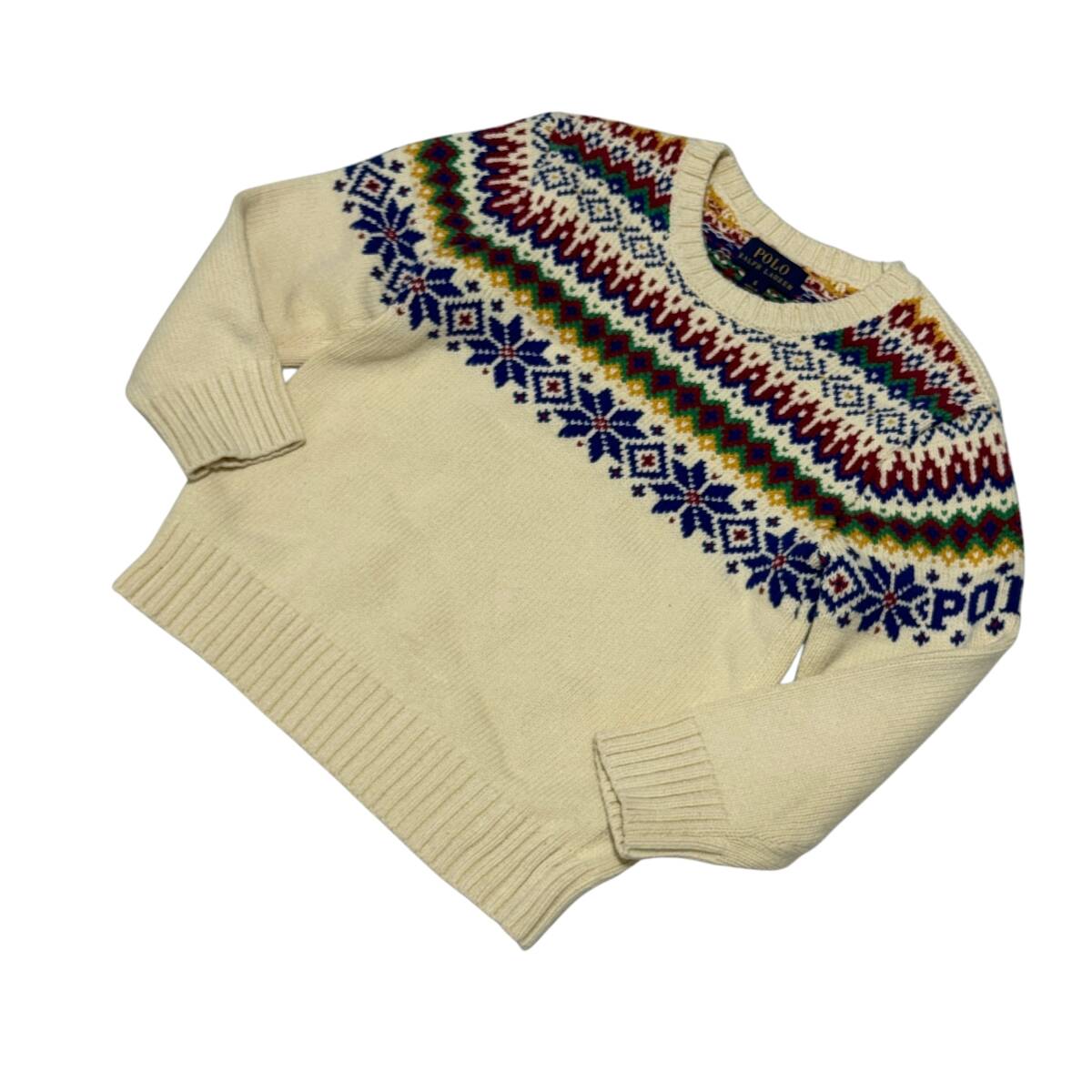 POLO RALPH LAUREN ポロ ラルフローレン コットンニット セーター サイズ6 アイボリー系 キッズ 子供服 26-0204拍卖