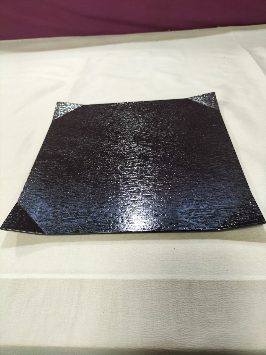木製 漆器 隅折菓子皿 溜塗 菓子盆 茶道具 未使用共箱入り拍卖