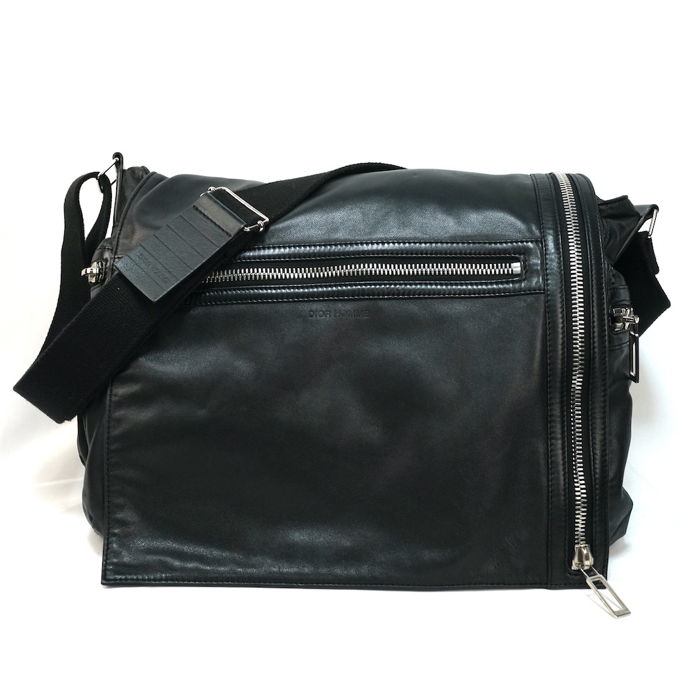 DIOR HOMME ディオールオム ラムレザー ショルダー バック メッセンジャーバッグ ブラック 03‐BO-0122拍卖